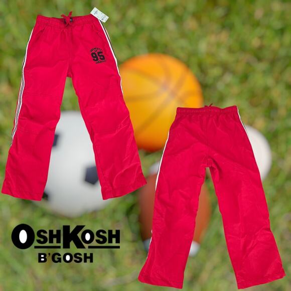 OshKosh B'Gosh Boys' Red Windbreaker Athletic Track Lined Leg Zip Pants Size 7X - Picture 1 of 6